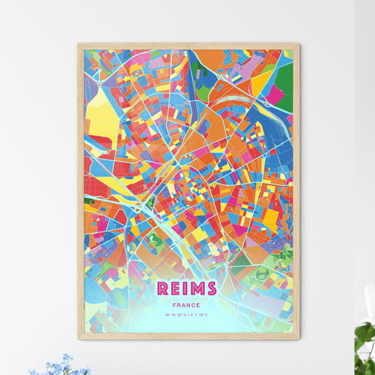 Colorful Reims France Fine Art Map Crazy Colors