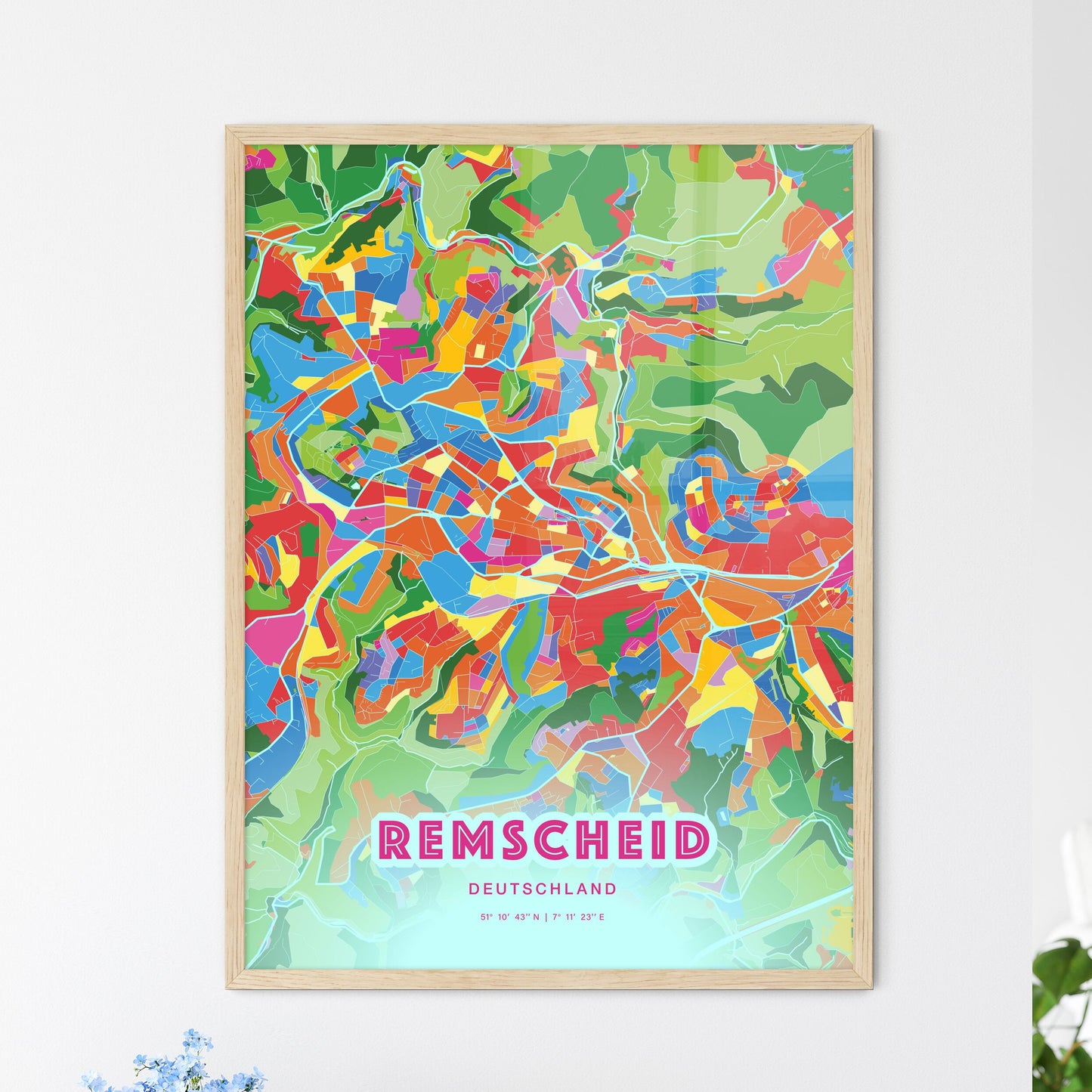 Colorful Remscheid Germany Fine Art Map Crazy Colors