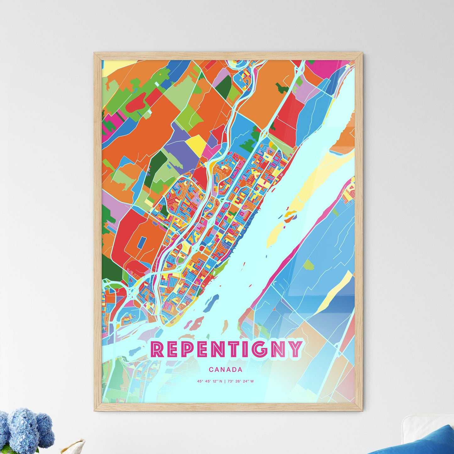 Colorful Repentigny Canada Fine Art Map Crazy Colors