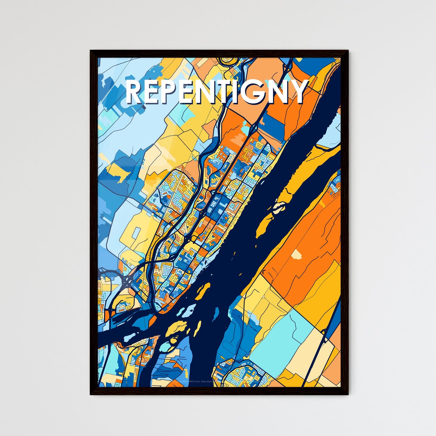 REPENTIGNY CANADA Vibrant Colorful Art Map Poster Blue Orange