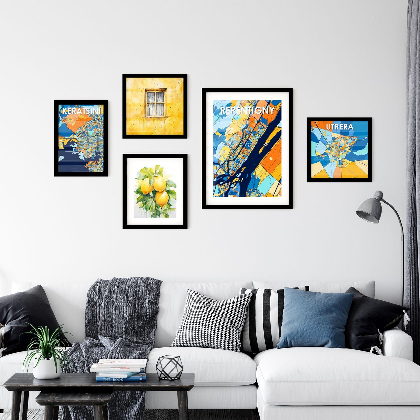 REPENTIGNY CANADA Vibrant Colorful Art Map Poster Blue Orange