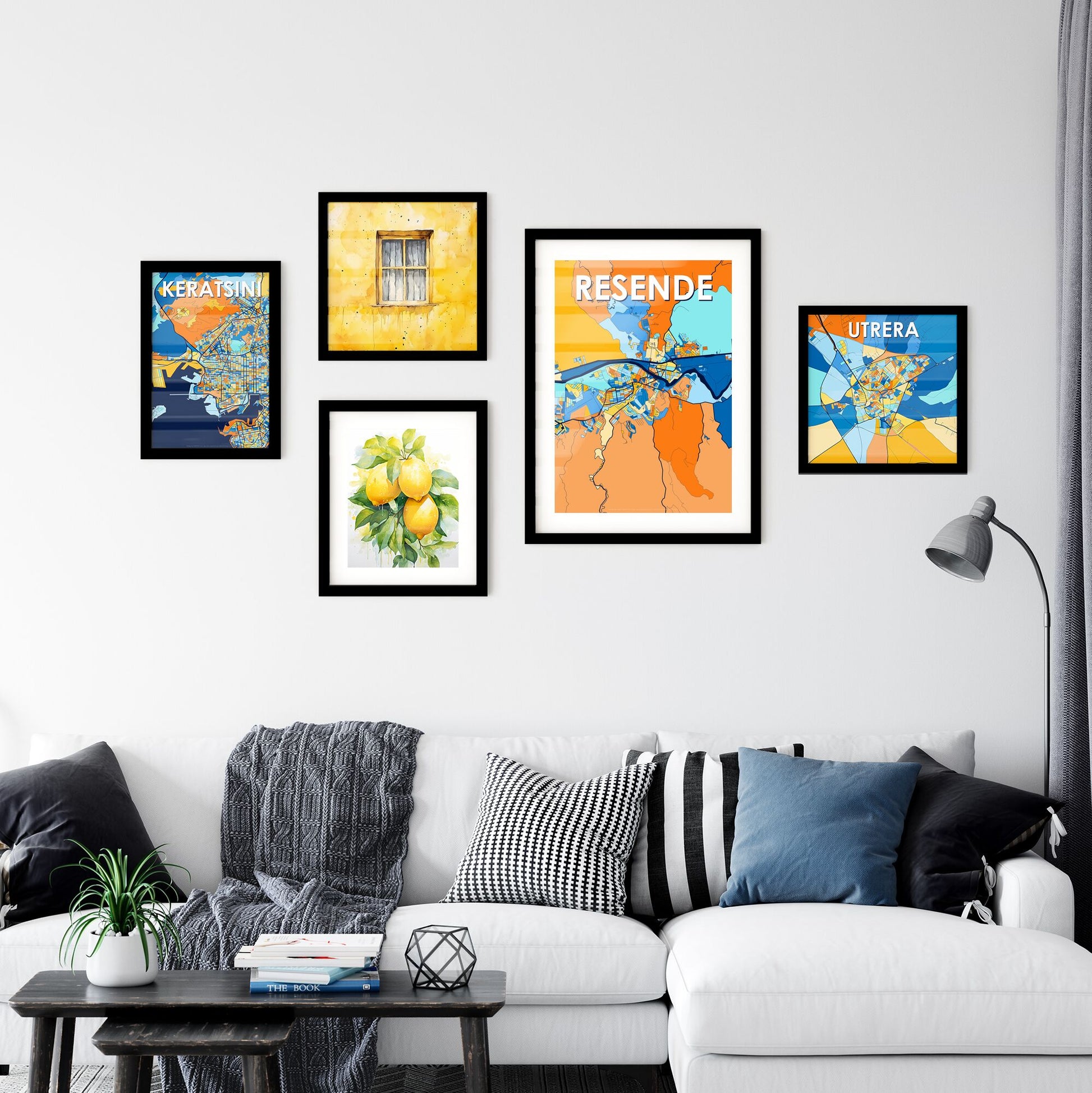 RESENDE BRAZIL Vibrant Colorful Art Map Poster Blue Orange