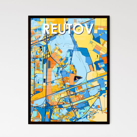 REUTOV RUSSIA Vibrant Colorful Art Map Poster Blue Orange