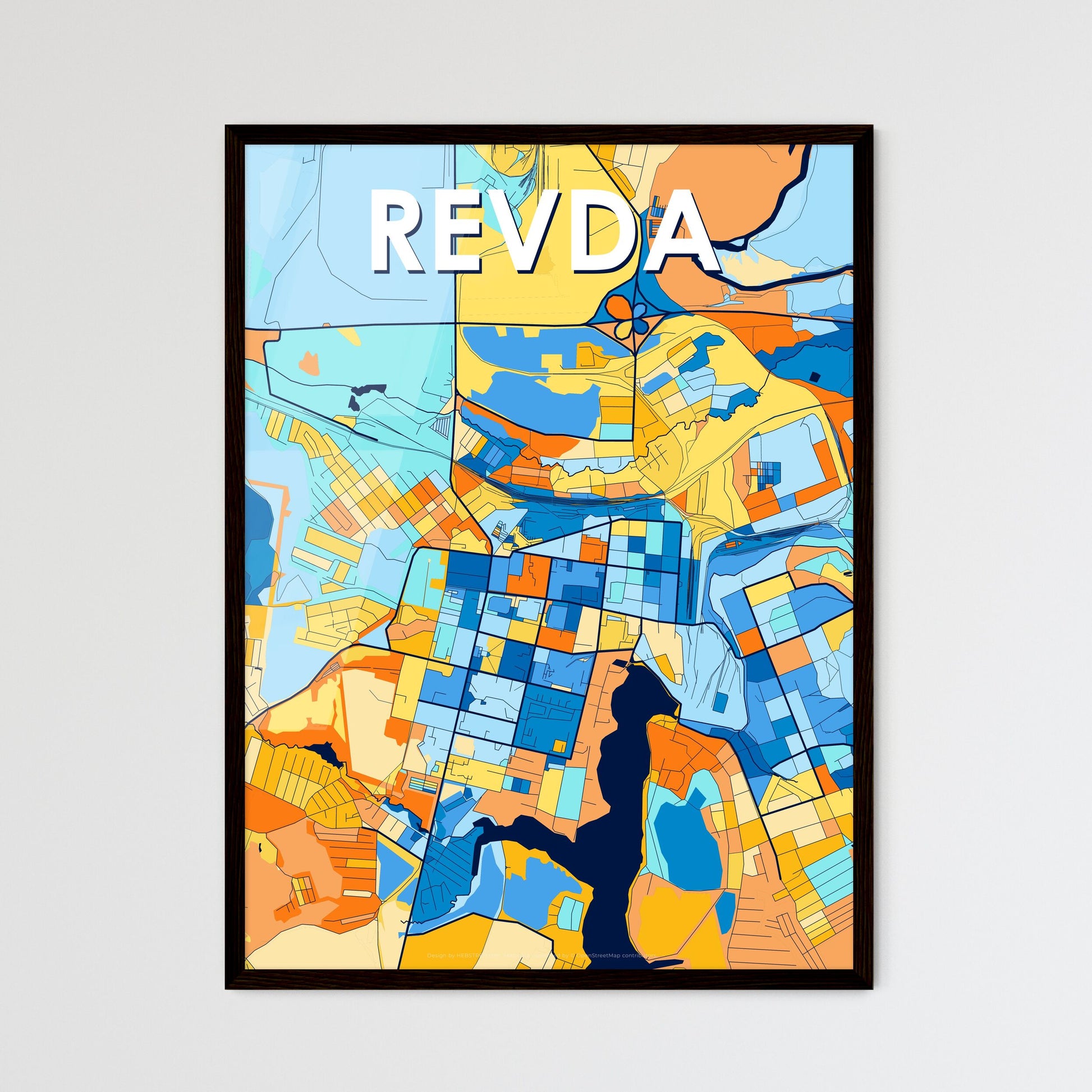 REVDA RUSSIA Vibrant Colorful Art Map Poster Blue Orange