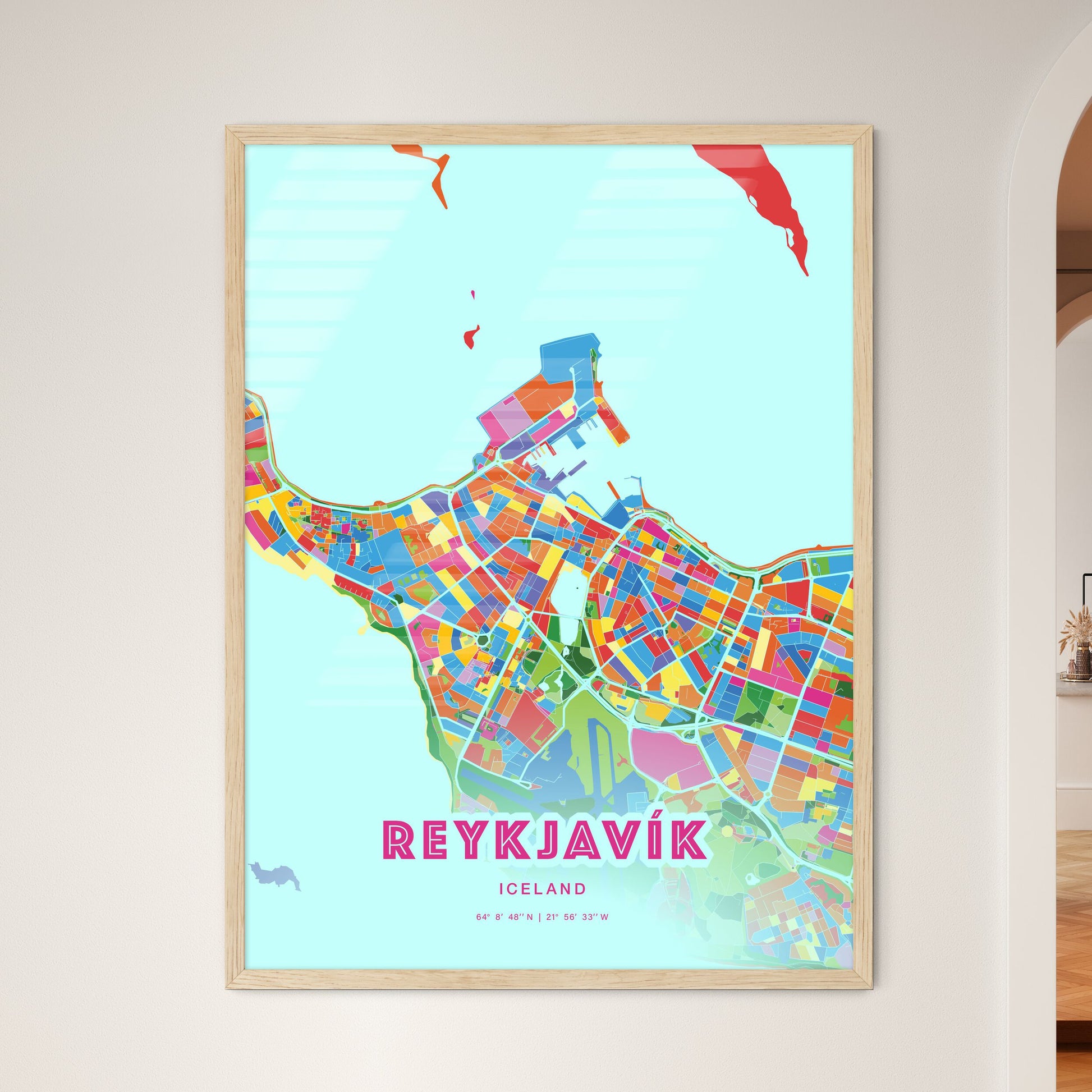 Colorful Reykjavík Iceland Fine Art Map Crazy Colors