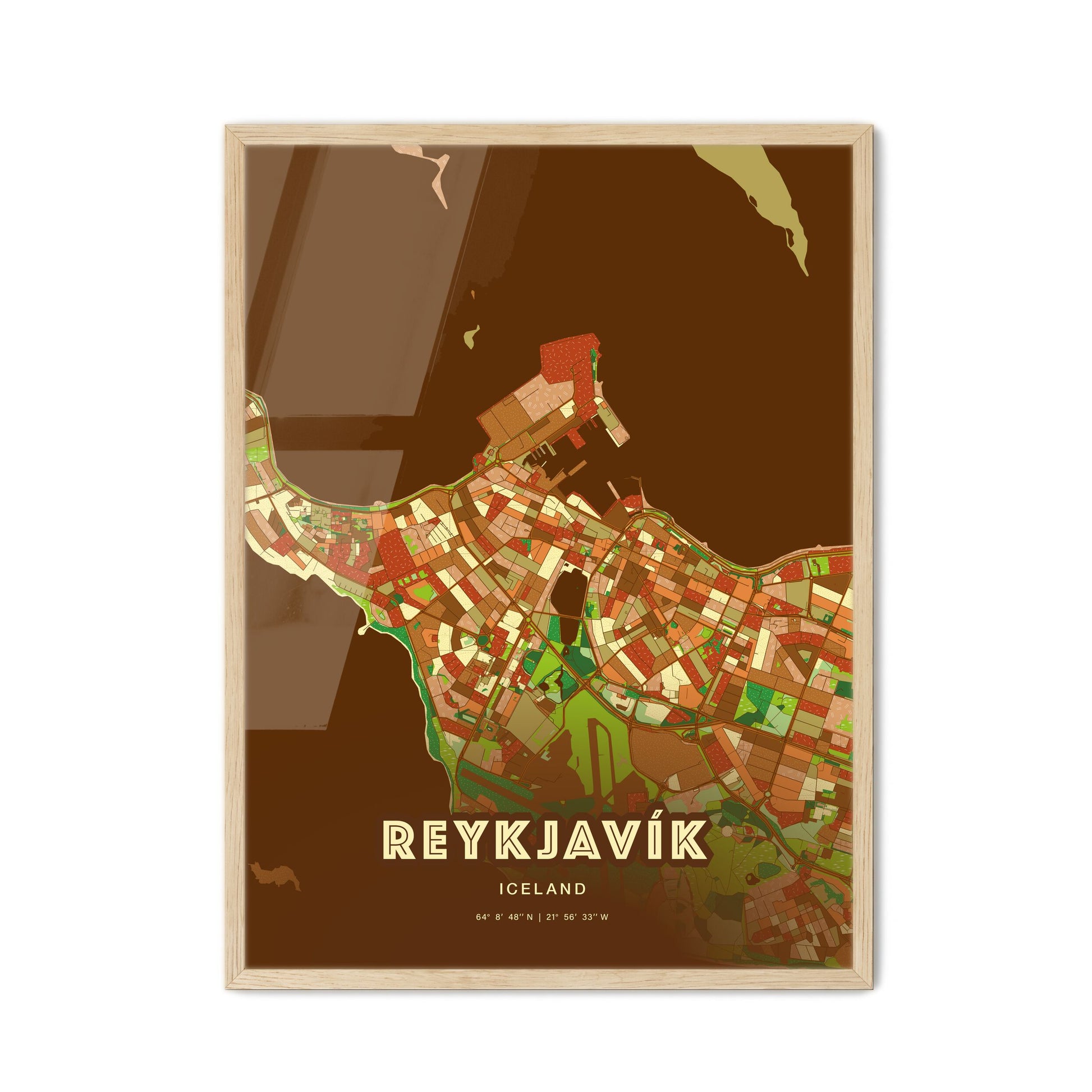 Colorful Reykjavík Iceland Fine Art Map Farmhouse