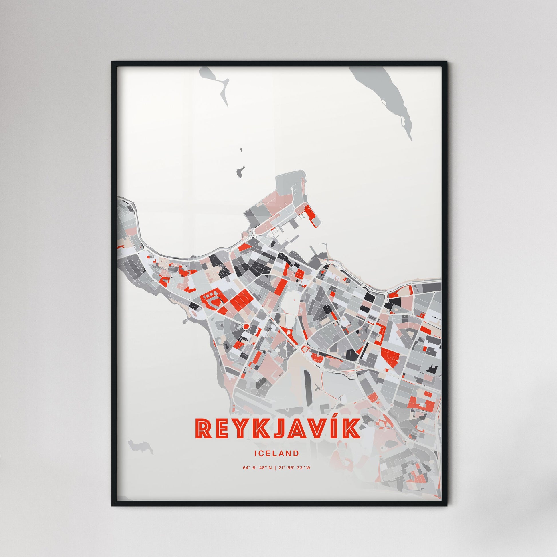 Colorful Reykjavík Iceland Fine Art Map Modern Expressive