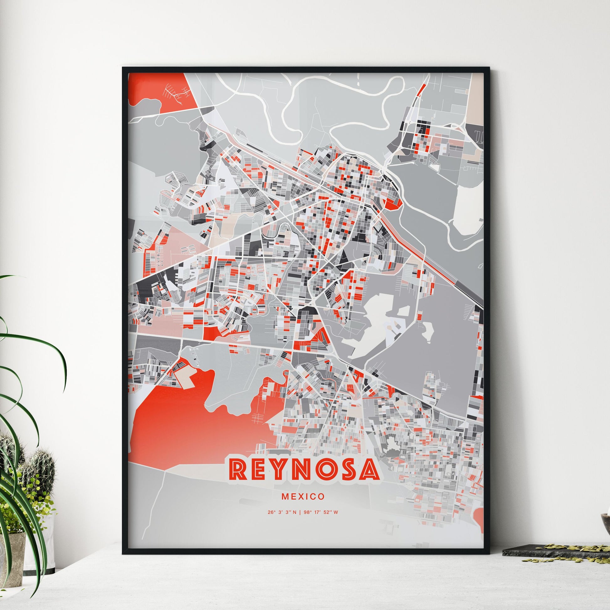 Colorful Reynosa Mexico Fine Art Map Modern Expressive