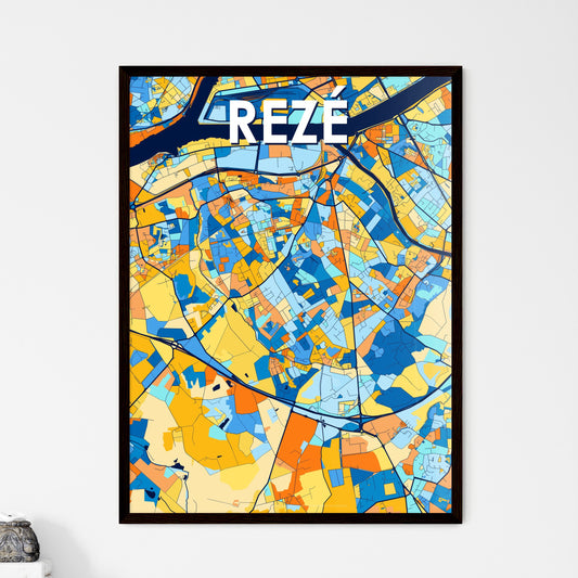 REZÉ FRANCE Vibrant Colorful Art Map Poster Blue Orange