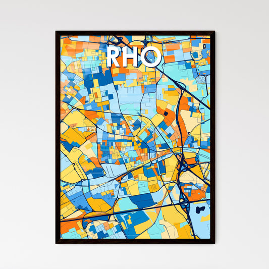 RHO ITALY Vibrant Colorful Art Map Poster Blue Orange