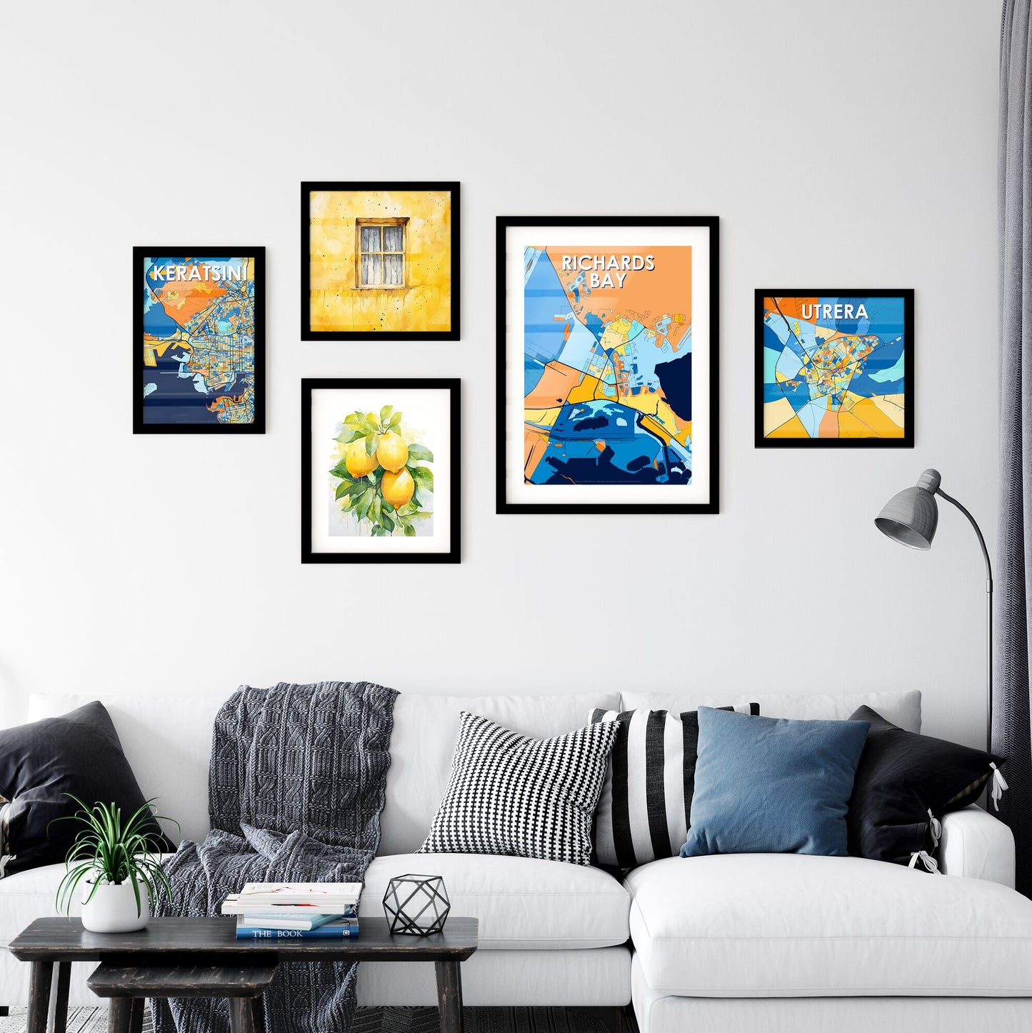 RICHARDS BAY SOUTH AFRICA Vibrant Colorful Art Map Poster Blue Orange