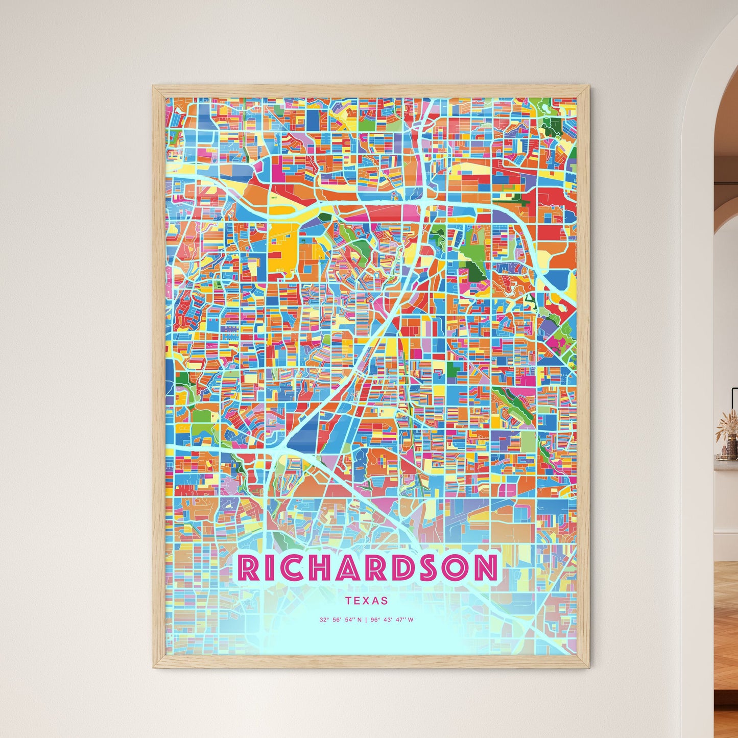 Colorful Richardson Texas Fine Art Map Crazy Colors