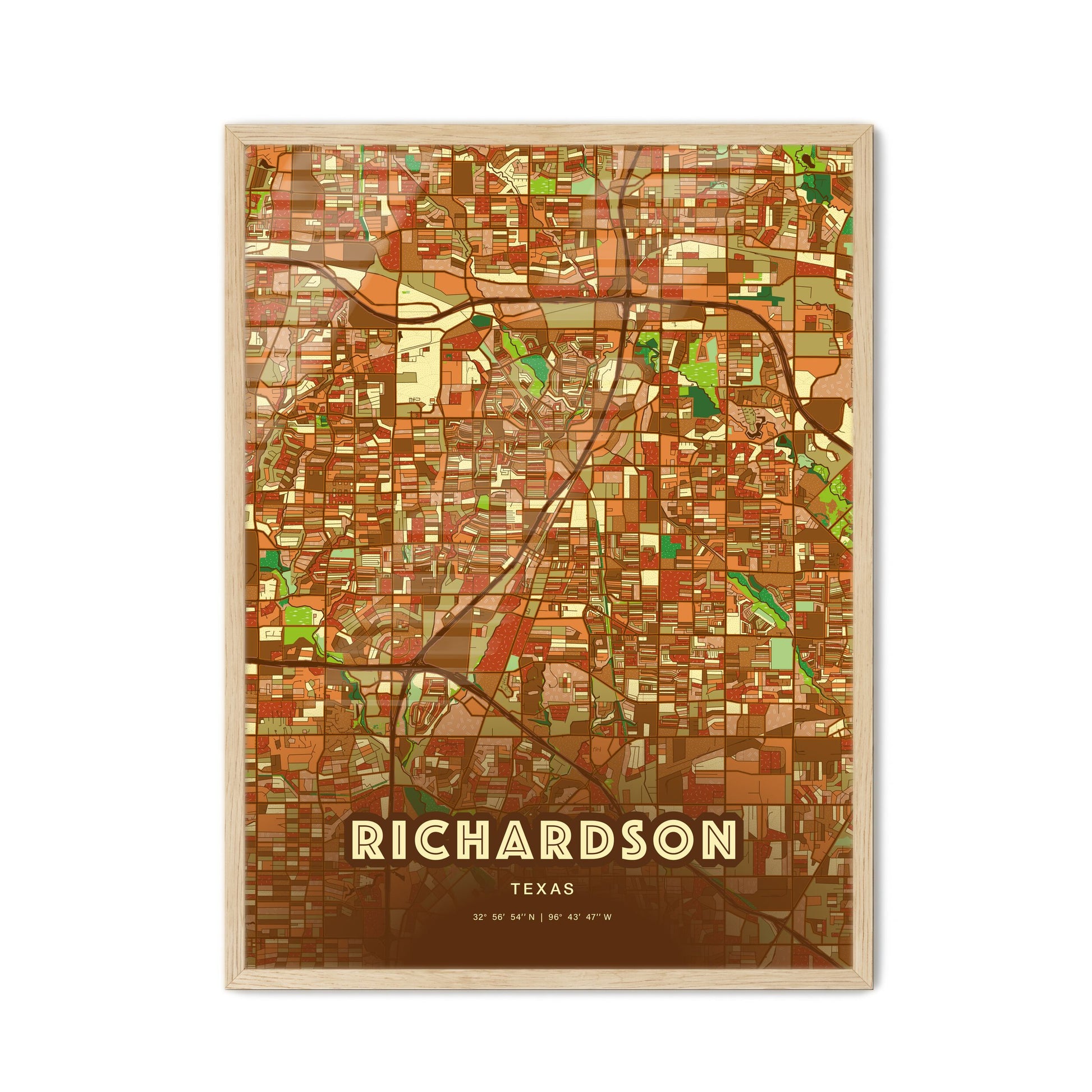 Colorful Richardson Texas Fine Art Map Farmhouse