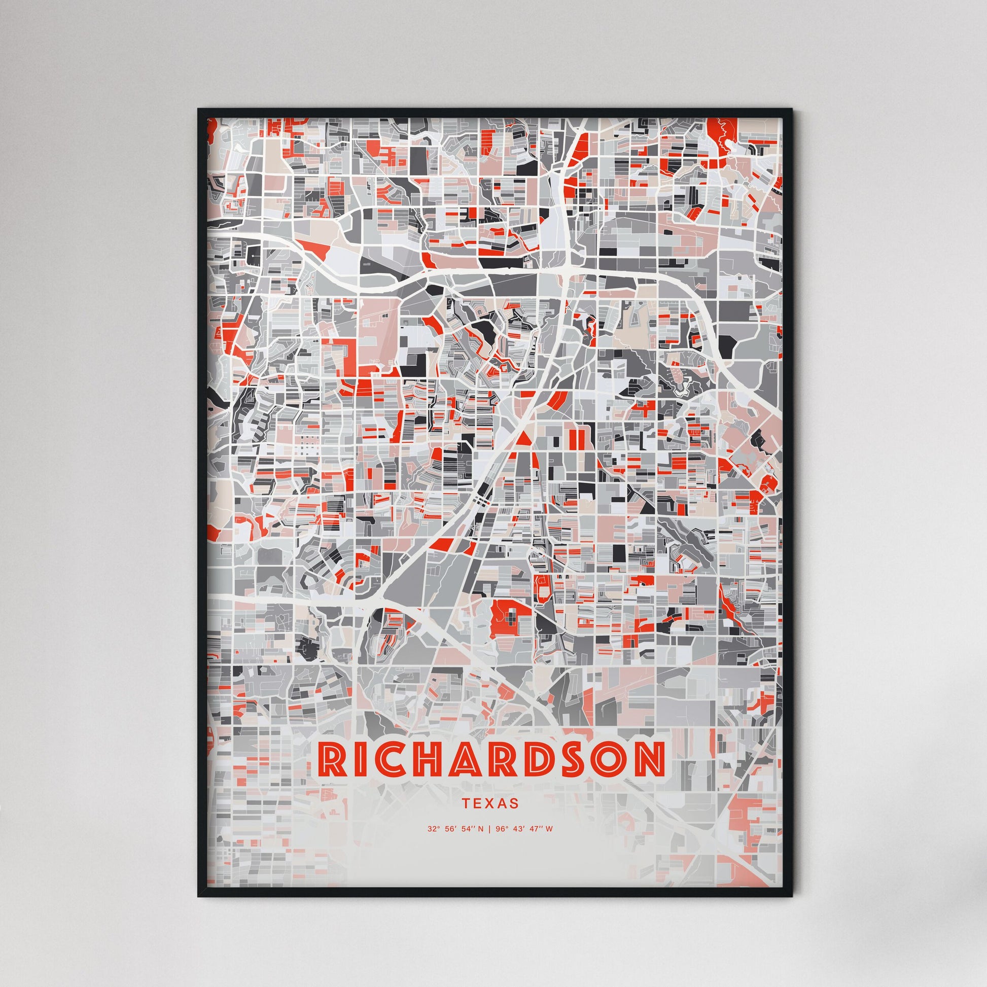 Colorful Richardson Texas Fine Art Map Modern Expressive