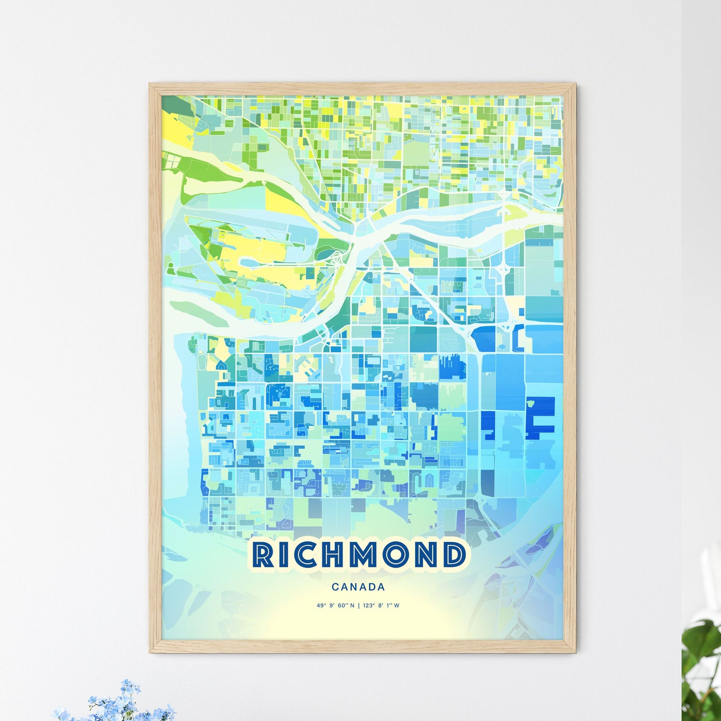 Colorful Richmond Canada Fine Art Map Cool Blue