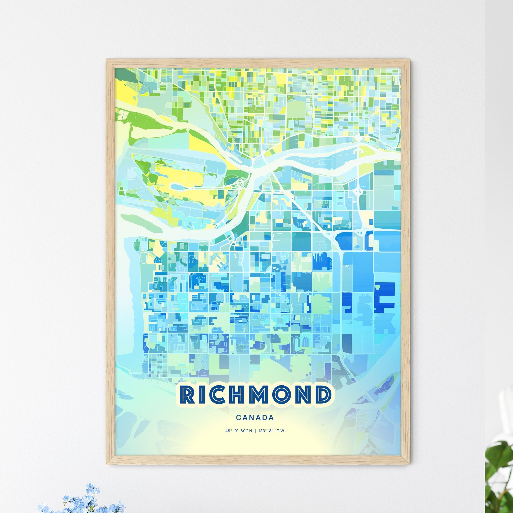 Colorful Richmond Canada Fine Art Map Cool Blue