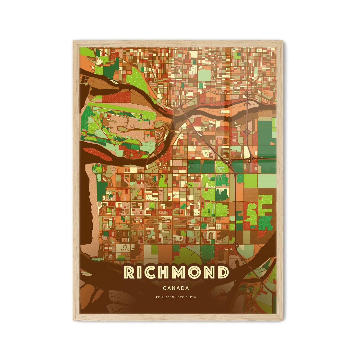 Colorful Richmond Canada Fine Art Map Farmhouse