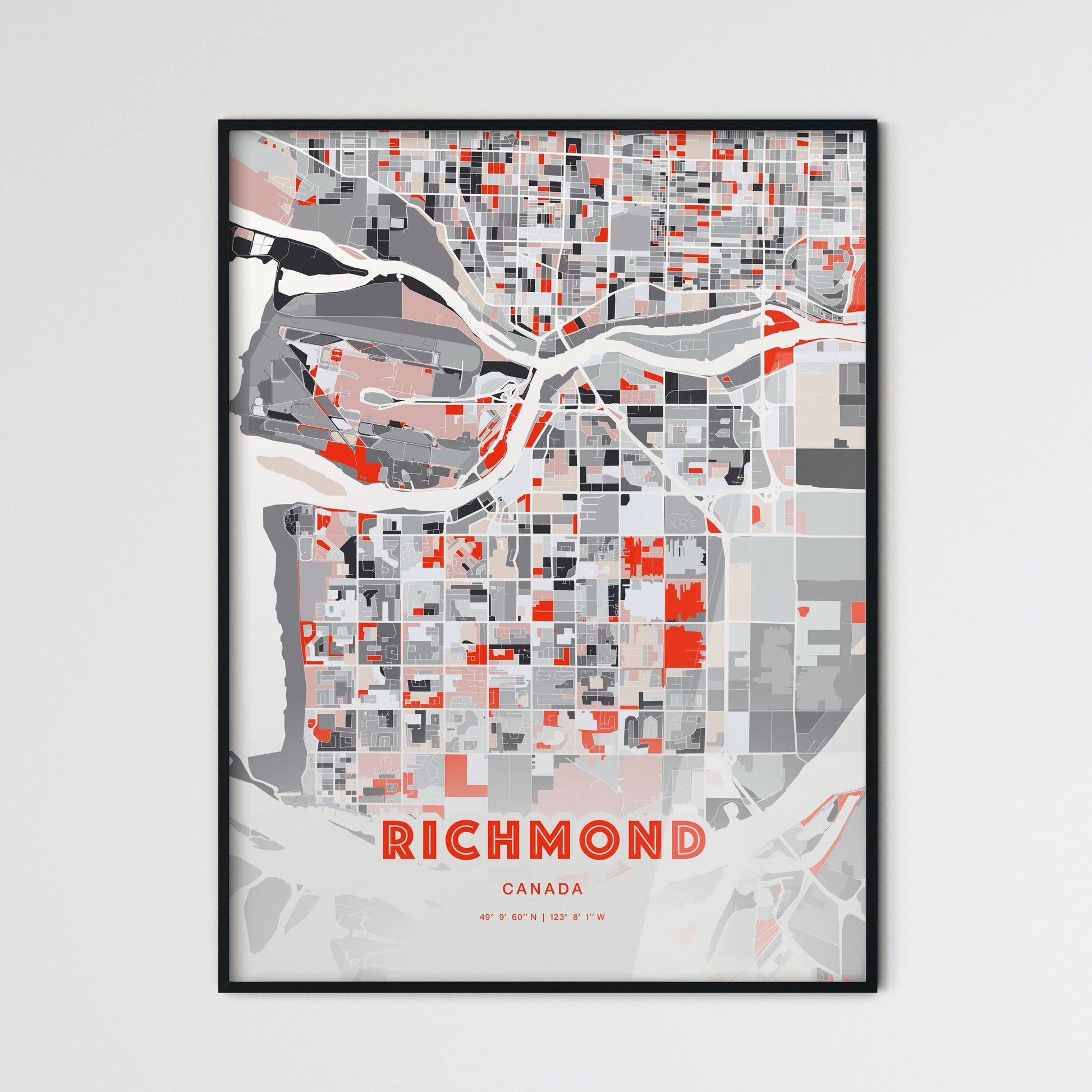 Colorful Richmond Canada Fine Art Map Modern Expressive