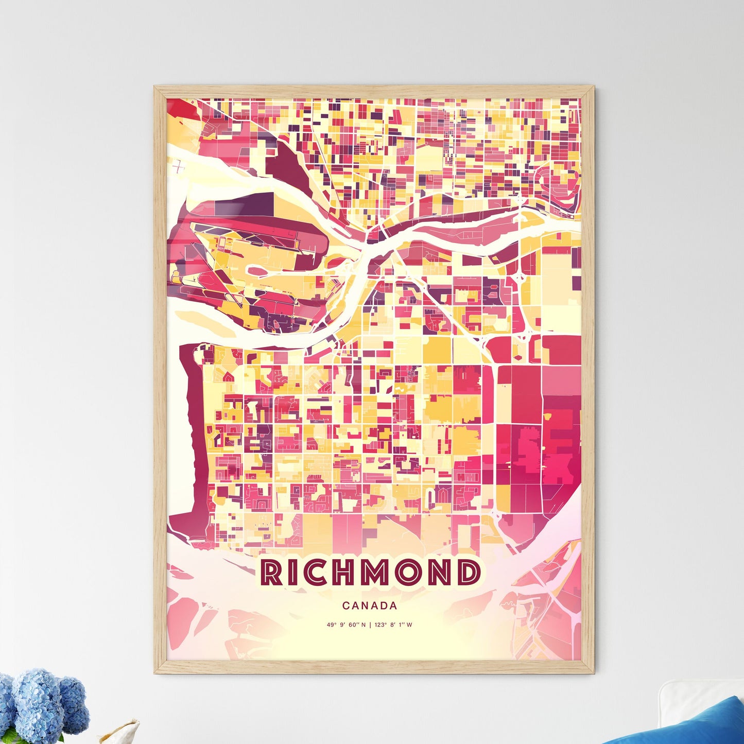 Colorful Richmond Canada Fine Art Map Hot Red