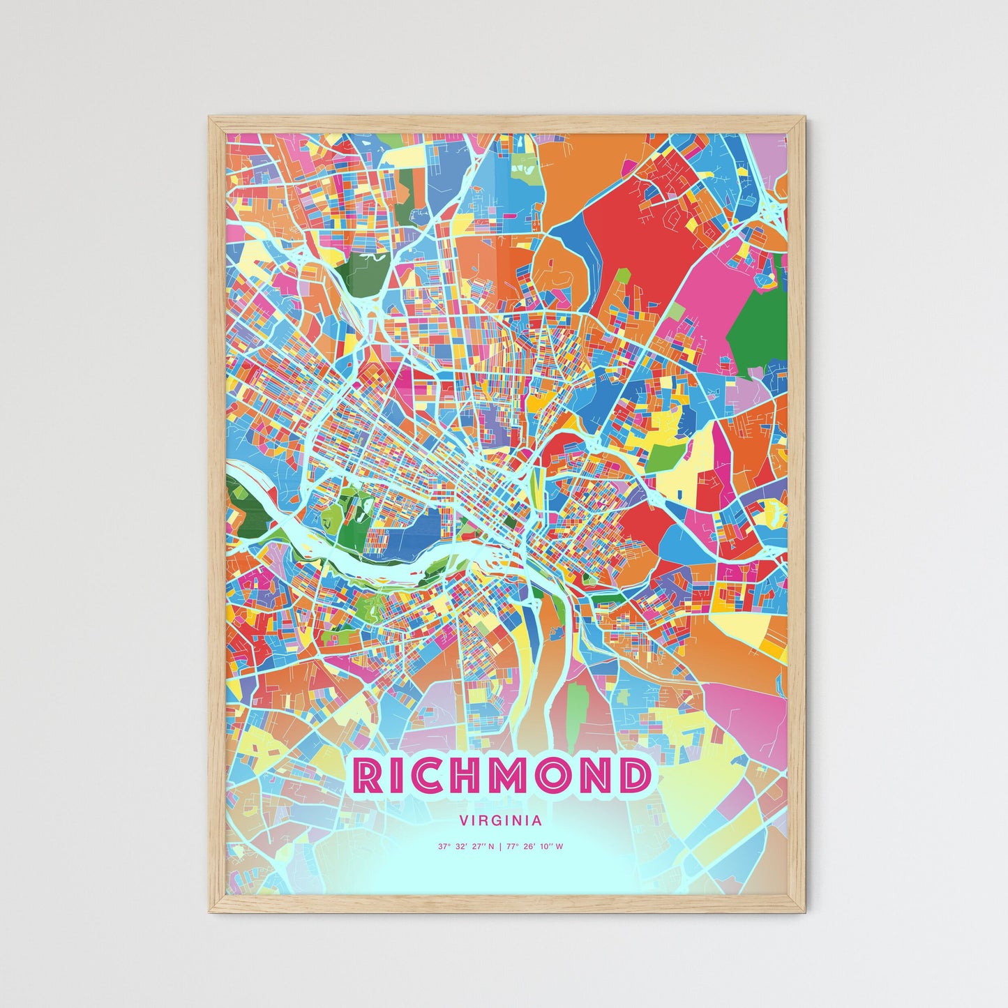 Colorful Richmond Virginia Fine Art Map Crazy Colors