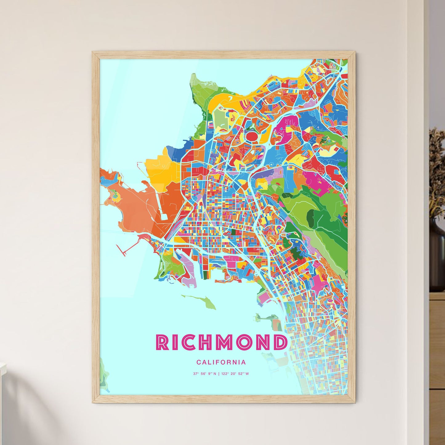 Colorful Richmond California Fine Art Map Crazy Colors