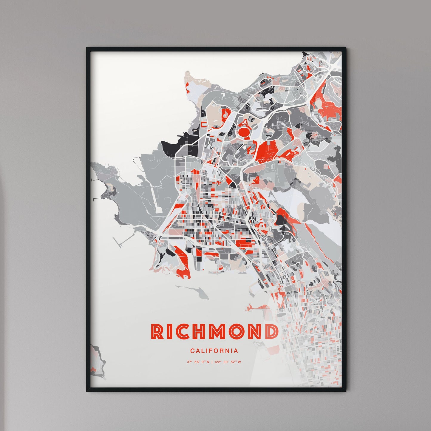 Colorful Richmond California Fine Art Map Modern Expressive