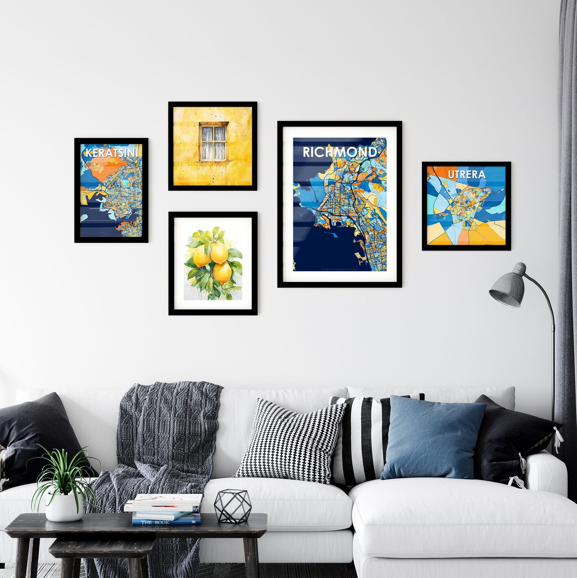 RICHMOND CALIFORNIA Vibrant Colorful Art Map Poster Blue Orange