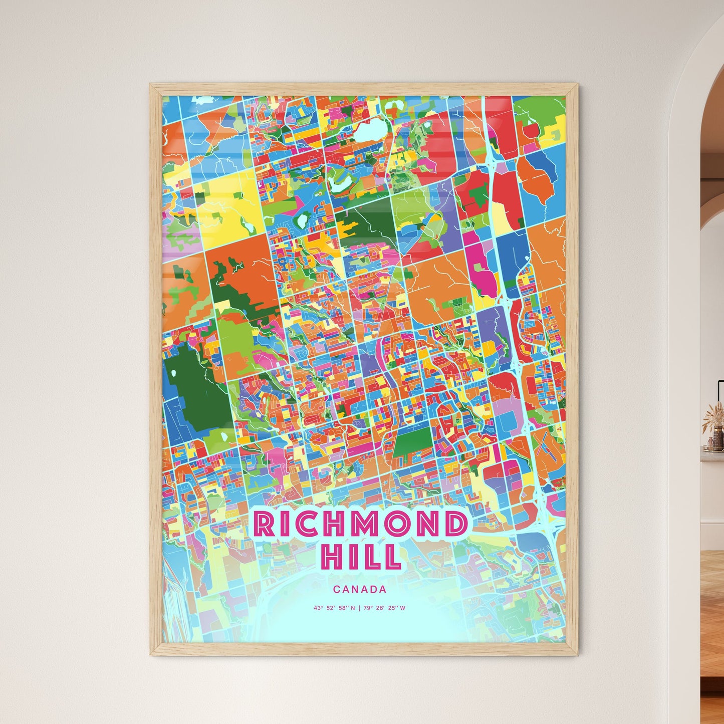 Colorful Richmond Hill Canada Fine Art Map Crazy Colors
