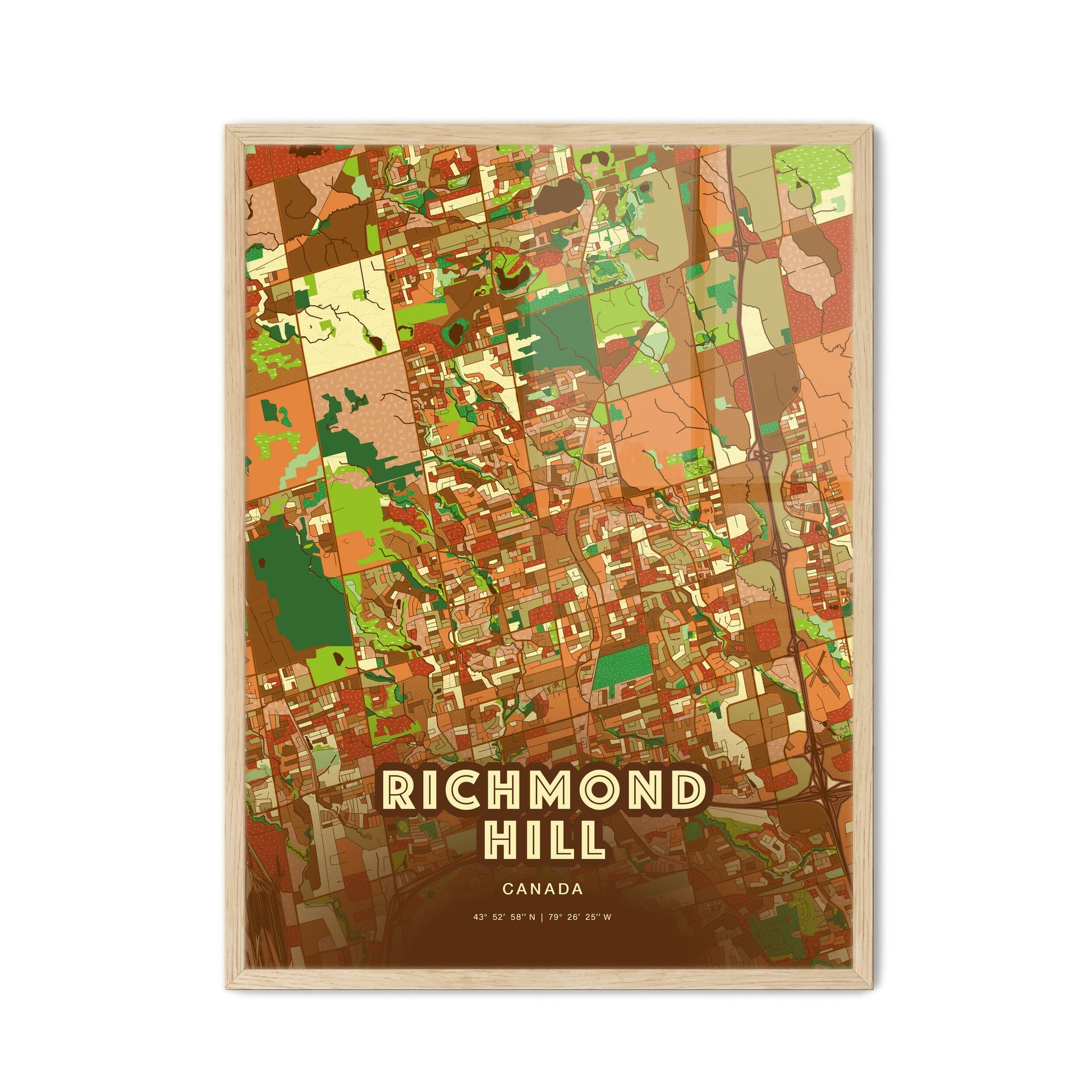 Colorful Richmond Hill Canada Fine Art Map Farmhouse