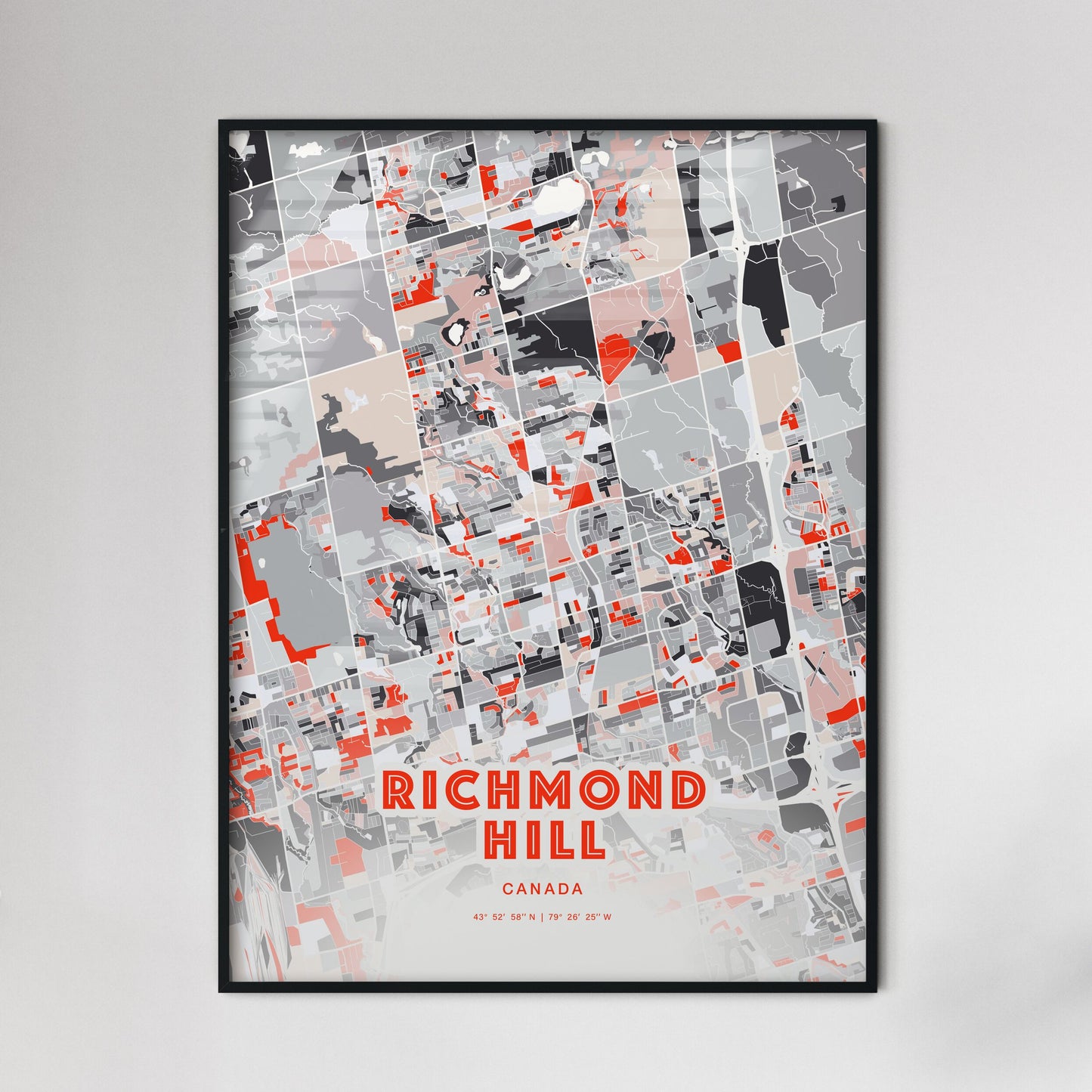 Colorful Richmond Hill Canada Fine Art Map Modern Expressive