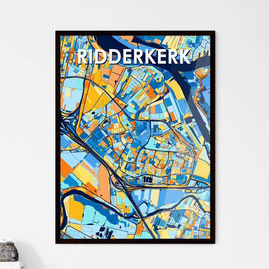 RIDDERKERK NETHERLANDS Vibrant Colorful Art Map Poster Blue Orange