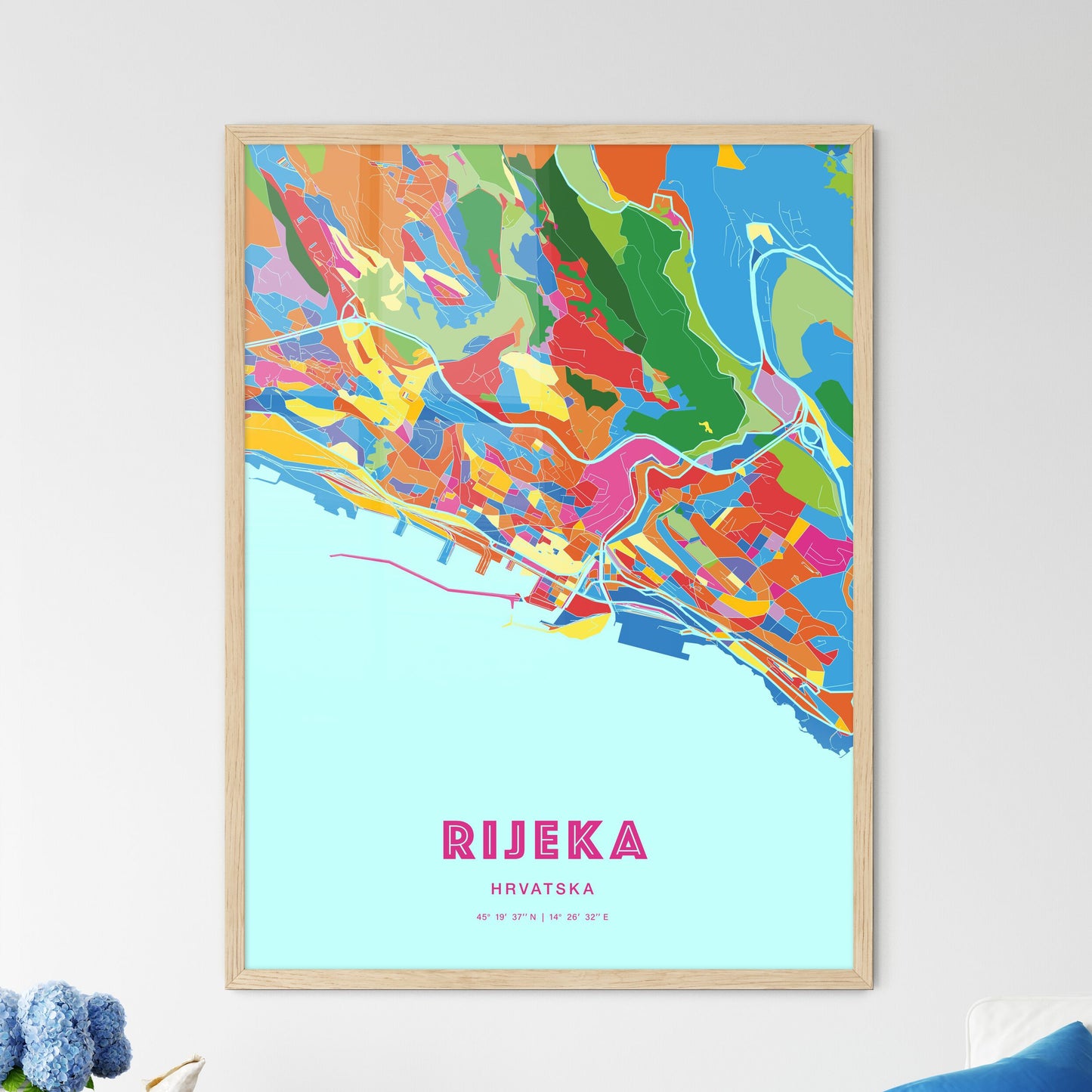 Colorful Rijeka Croatia Fine Art Map Crazy Colors