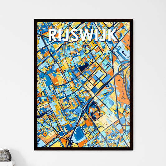 RIJSWIJK NETHERLANDS Vibrant Colorful Art Map Poster Blue Orange