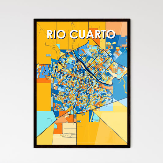 RIO CUARTO ARGENTINA Vibrant Colorful Art Map Poster Blue Orange