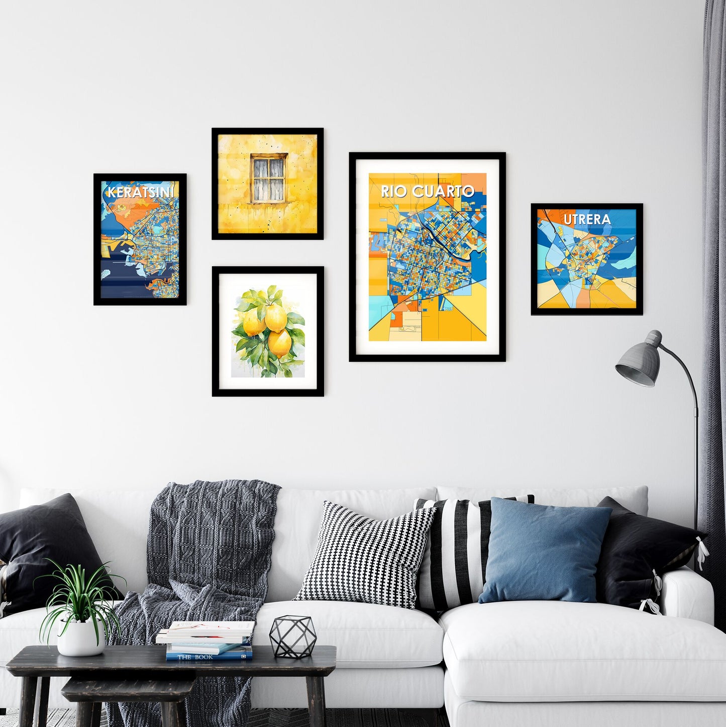 RIO CUARTO ARGENTINA Vibrant Colorful Art Map Poster Blue Orange