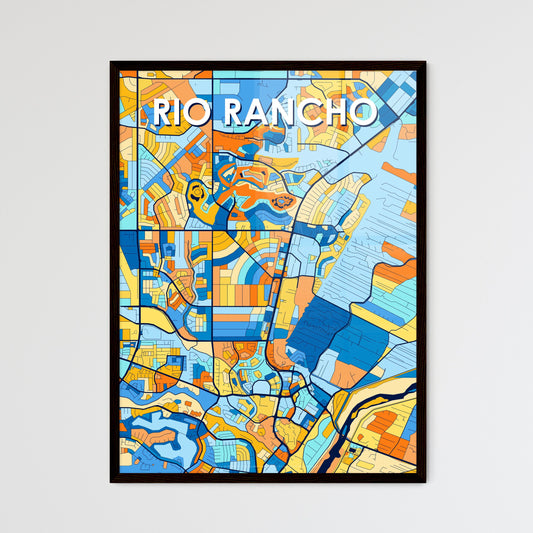 RIO RANCHO NEW MEXICO Vibrant Colorful Art Map Poster Blue Orange