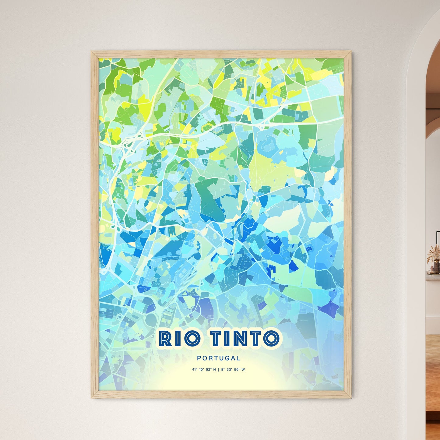 Colorful Rio Tinto Portugal Fine Art Map Cool Blue