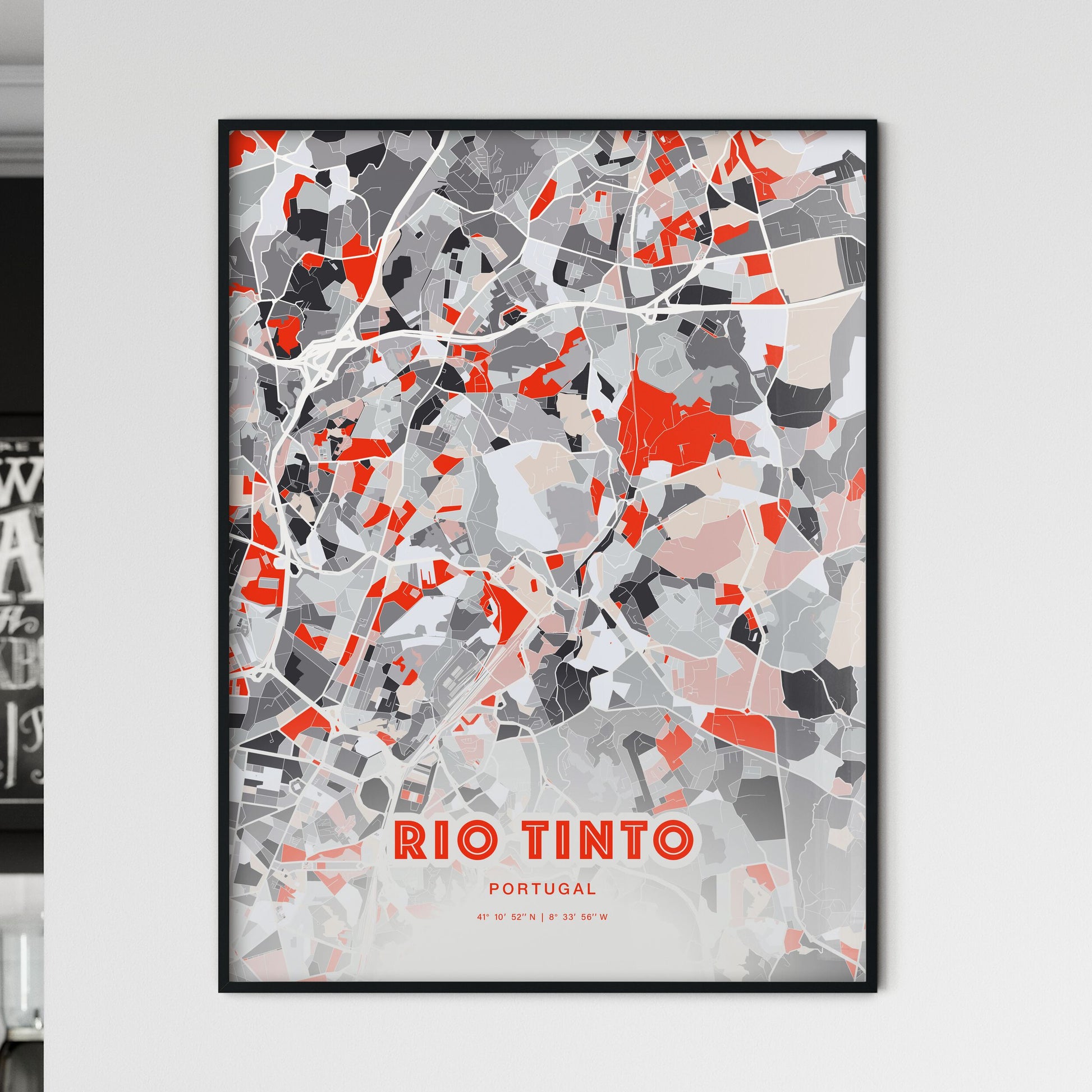 Colorful Rio Tinto Portugal Fine Art Map Modern Expressive