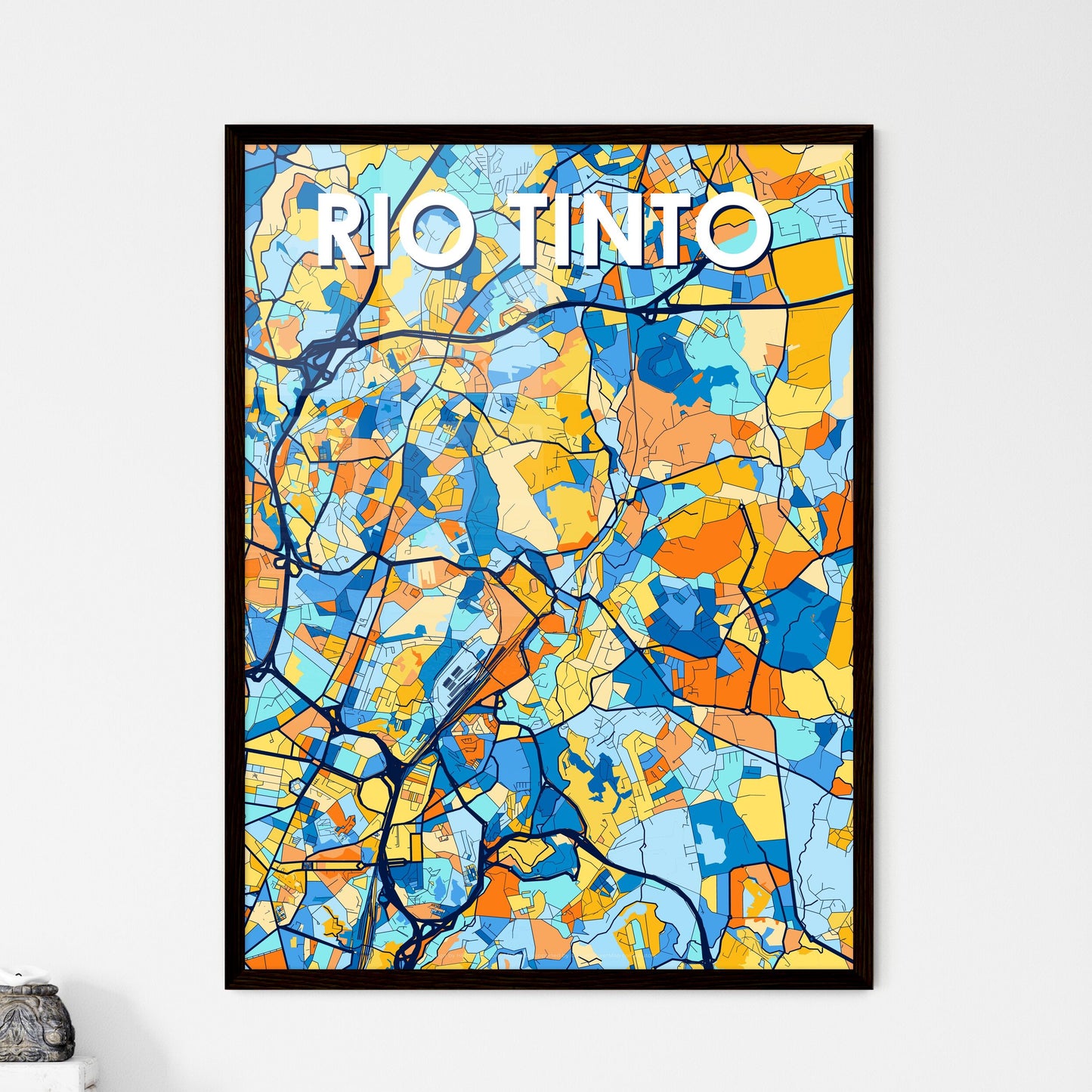 RIO TINTO PORTUGAL Vibrant Colorful Art Map Poster Blue Orange