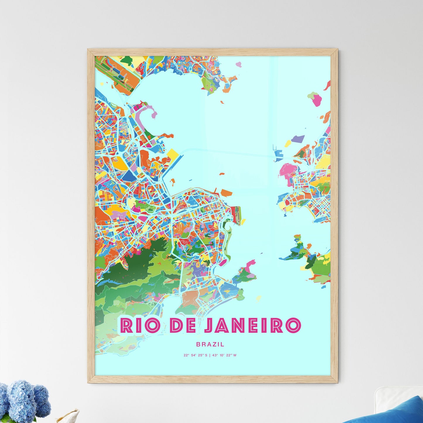 Colorful Rio De Janeiro Brazil Fine Art Map Crazy Colors