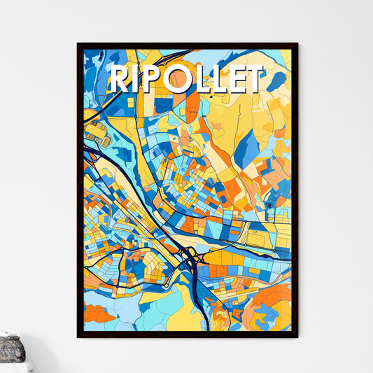 RIPOLLET SPAIN Vibrant Colorful Art Map Poster Blue Orange