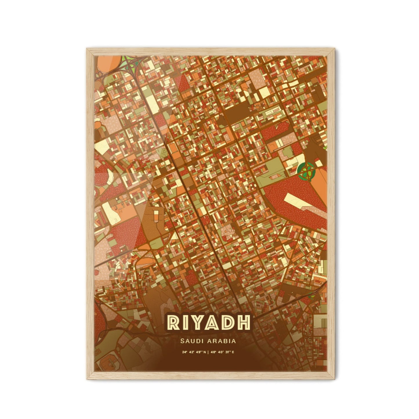 Colorful Riyadh Saudi Arabia Fine Art Map Farmhouse