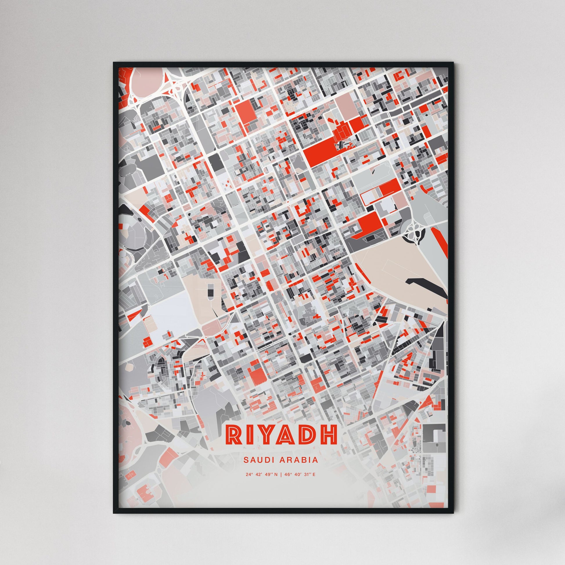 Colorful Riyadh Saudi Arabia Fine Art Map Modern Expressive
