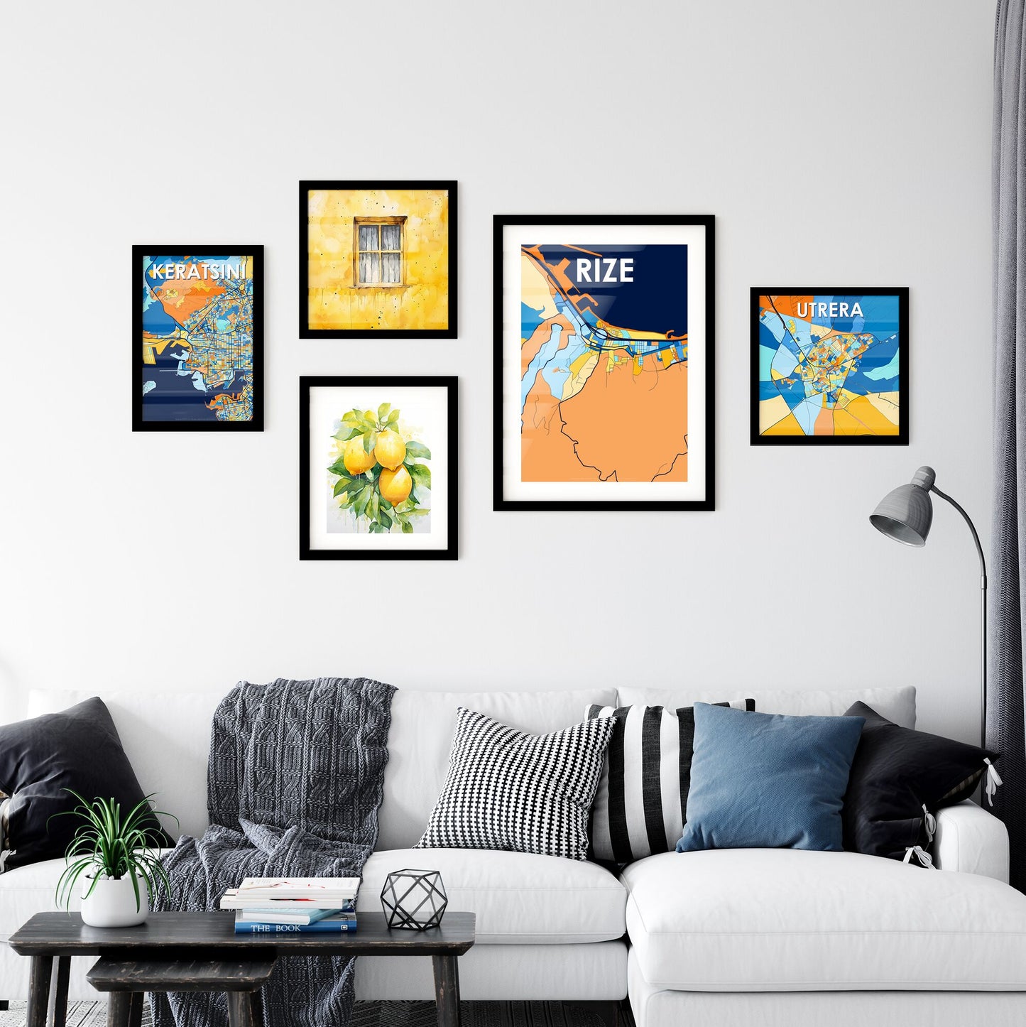 RIZE TURKEY Vibrant Colorful Art Map Poster Blue Orange