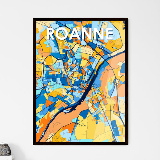 ROANNE FRANCE Vibrant Colorful Art Map Poster Blue Orange