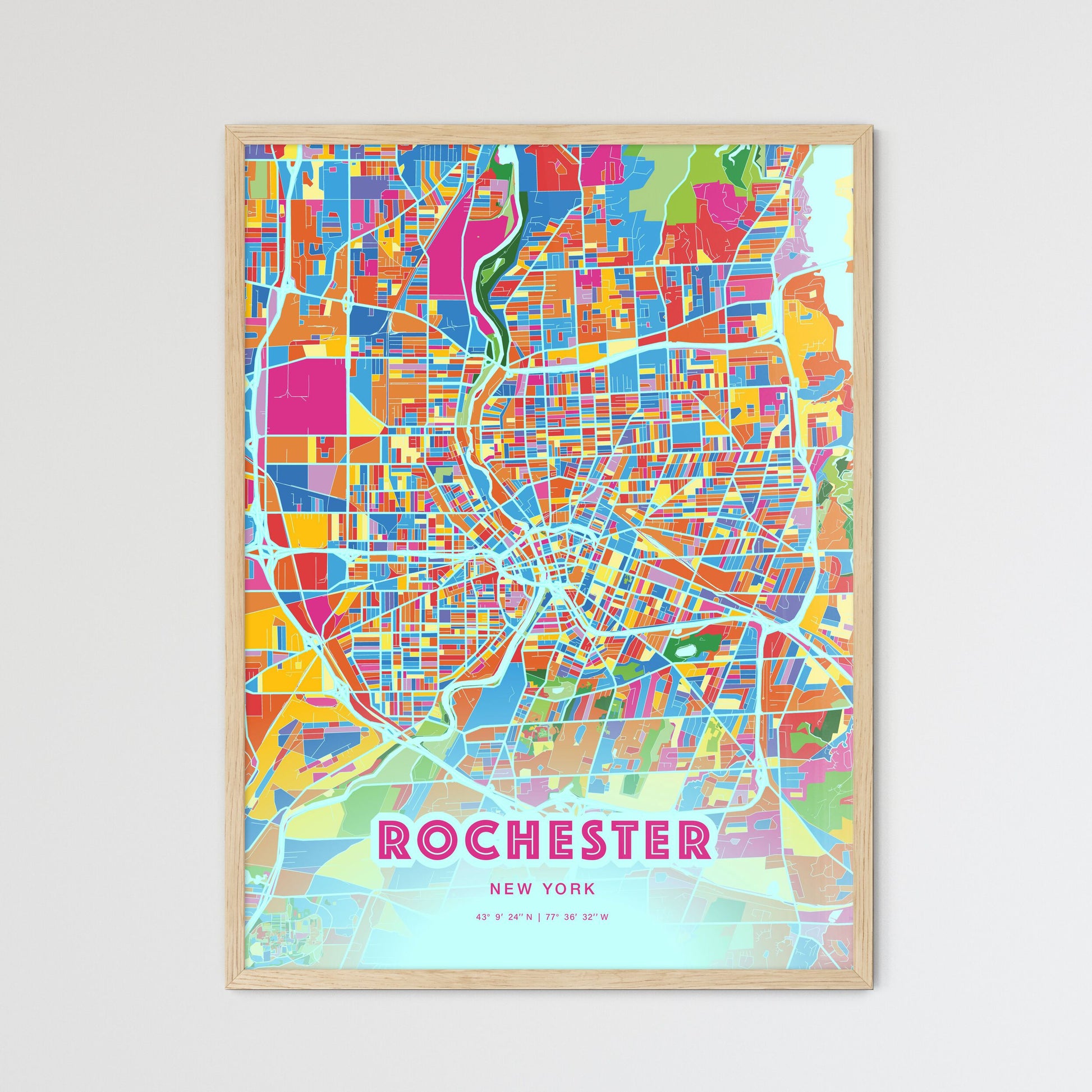 Colorful Rochester New York Fine Art Map Crazy Colors