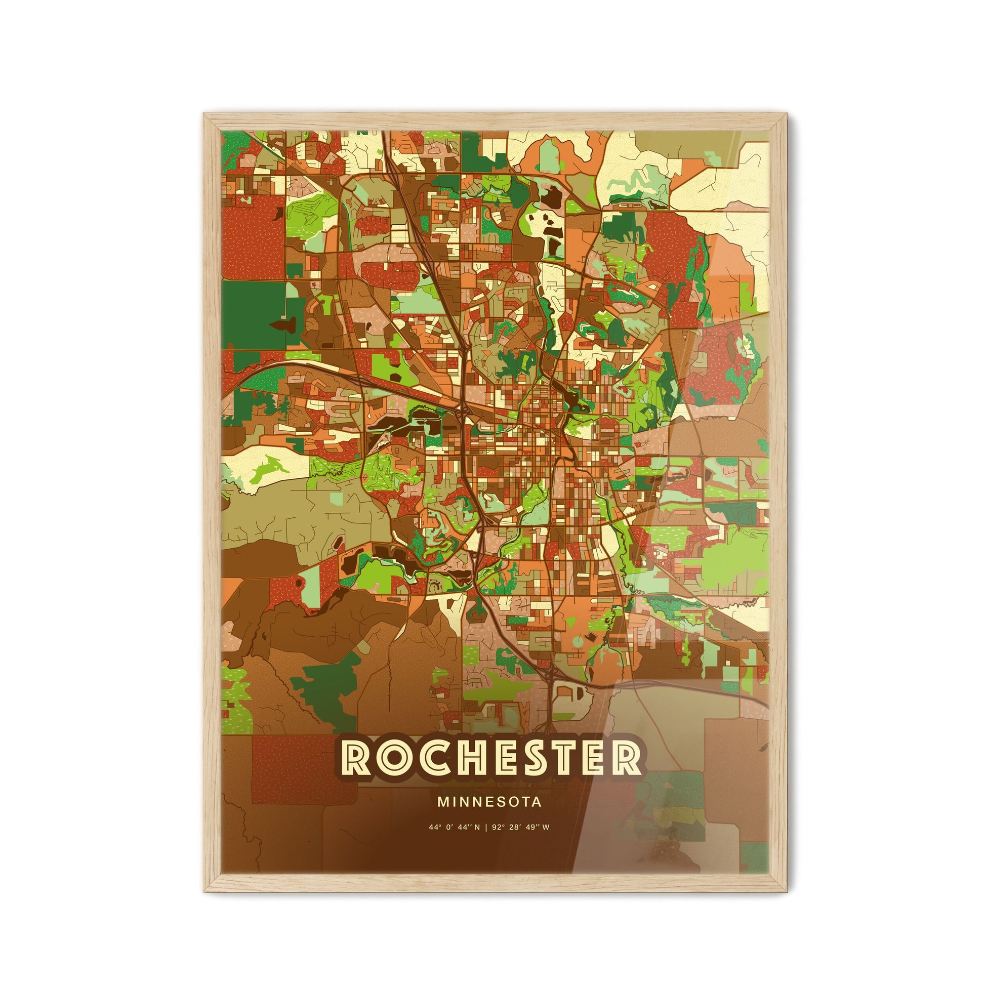 Colorful Rochester Minnesota Fine Art Map Farmhouse