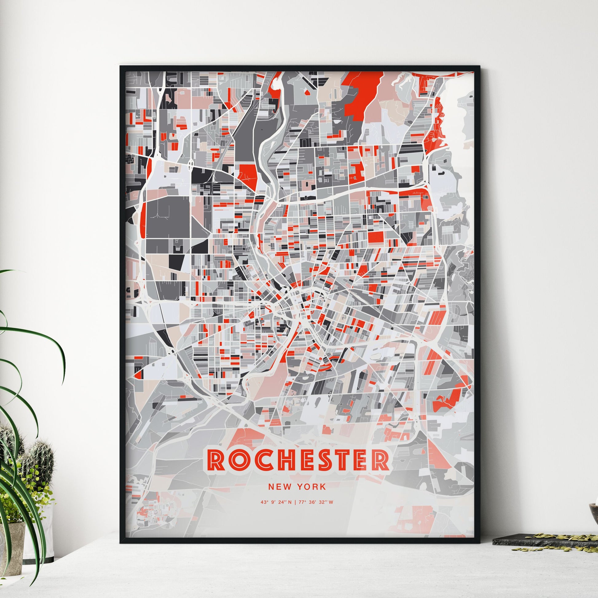 Colorful Rochester New York Fine Art Map Modern Expressive