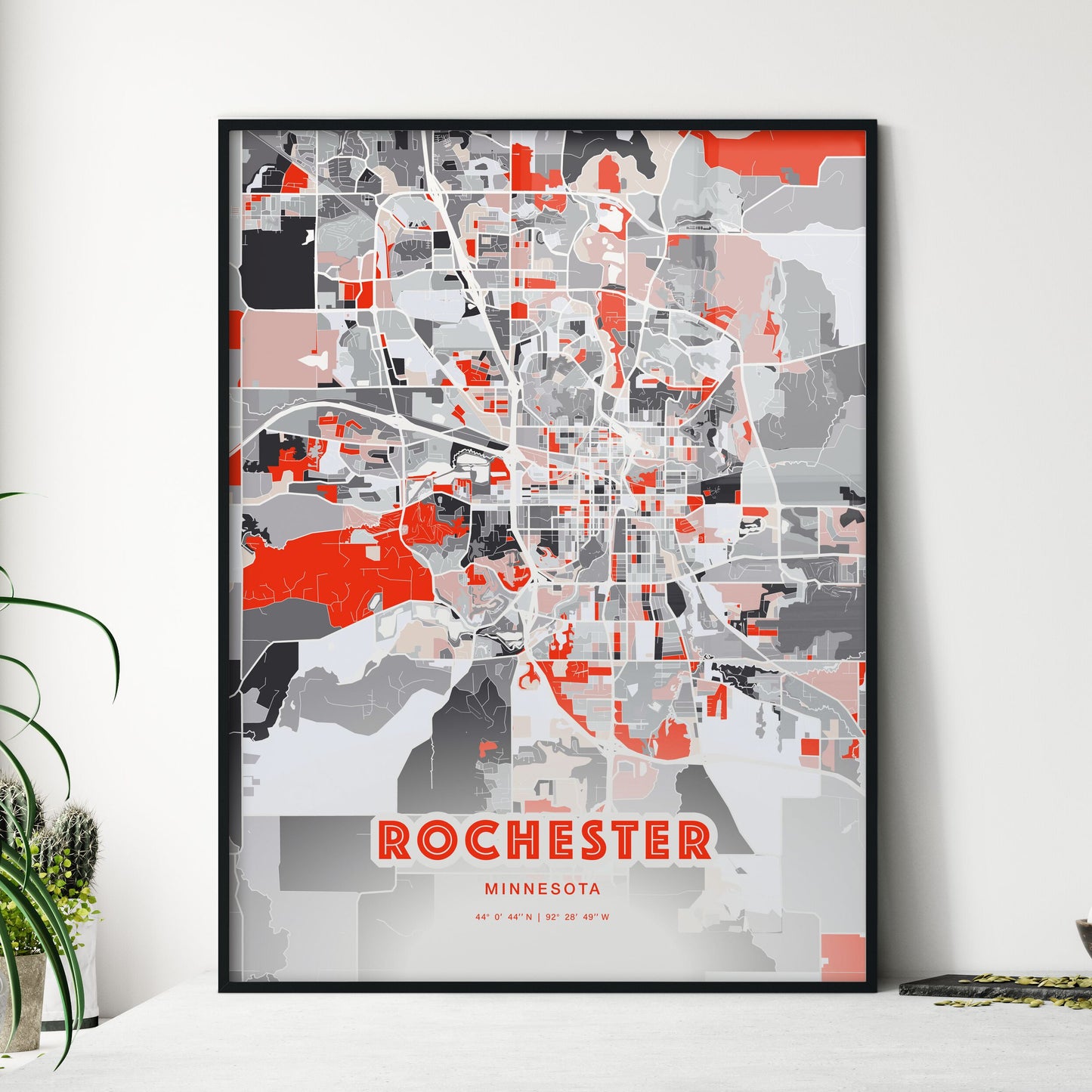 Colorful Rochester Minnesota Fine Art Map Modern Expressive
