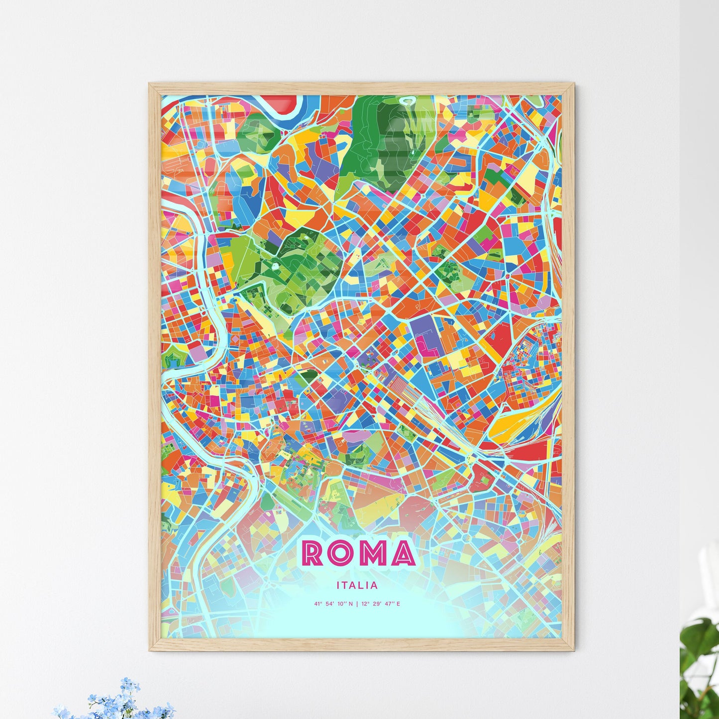 Colorful Rome Italy Fine Art Map Crazy Colors
